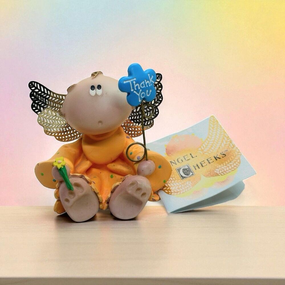 Russ Berrie Angel Cheeks Figurine Thank you 2001 Kirk Kritters Cherub